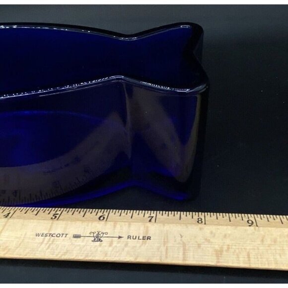 Cobalt Blue Fish 8” Serving Dish Vintage - Picture 9 of 12